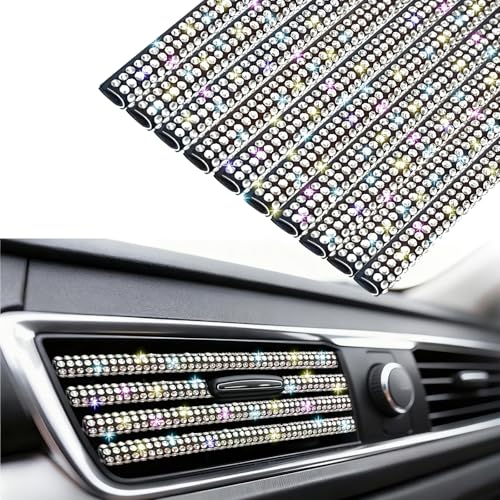 NBTEPEM Bling Car Air Conditioner Decoration Strip for Vent Outlet, 10 PCS Universal Rhinestone Car Vent Outlet Trim Decorations, Bling Interior Accessories for Women and Girls (Multicolor) - color: Multicolor
