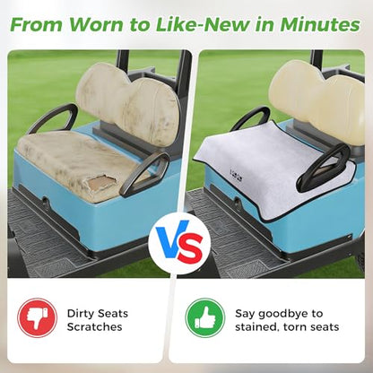 10L0L Universal Golf Cart Seat Covers/Seat Blanket for EZGO TXT/RXV & Club Car DS/Precedent, Breathable Seat Towel/Seat Cushions with Non-Slip Backing, All-Season Comfort (Not for Yamaha) - color: Light Gray
