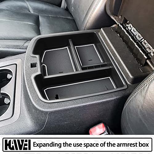 HGWEI Center Console Organizer Compatible with 2007-2014 Chevy Silverado GMC Sierra Avalanche Tahoe Suburban Yukon Yukon XL Accessories, Floor Mounted Center Console ONLY, White Trim - color: white