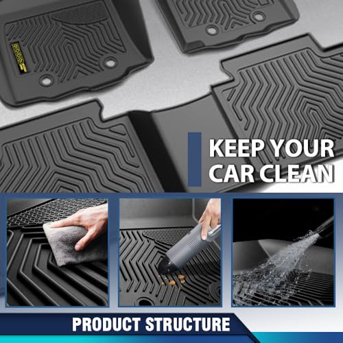 PIT66 Floor Mats Set Compatible with 2013-2024 Toyota 4Runner / Fit 2014-2023 LX GX460 (Heavy Duty) TPE 3-Piece Premium,Black All Weather Floor Liners Mats Interior Accessories - size: Fit Toyota 4Runner 2013-2024 | 3PCS