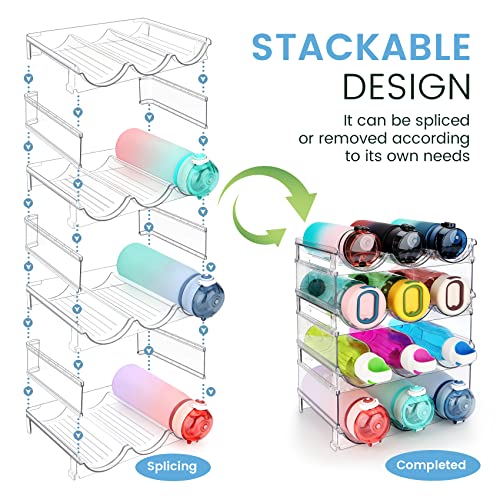 Water Bottle Organizer for Cabinet, 4 Pack Water Bottle Organization and Storage Shelf, Plastic Water Bottle Holder Rack for Fridge, Kitchen, Desktop - size: 4 Pack
