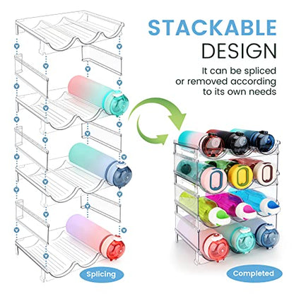 Water Bottle Organizer for Cabinet, 4 Pack Water Bottle Organization and Storage Shelf, Plastic Water Bottle Holder Rack for Fridge, Kitchen, Desktop - size: 4 Pack