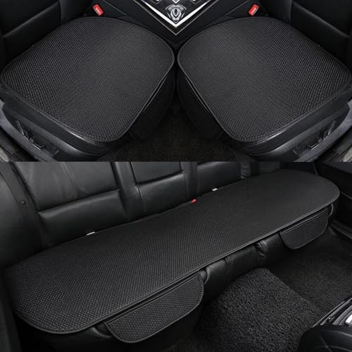 Breathable & Anti-Slip Viscose Filament Car Seat Covers,Ice Silk Non-Slip Car Seat Pad for Summer Breathable and Refreshing (Black,Seat Full Set) - color: Black, size: Seat Full Set