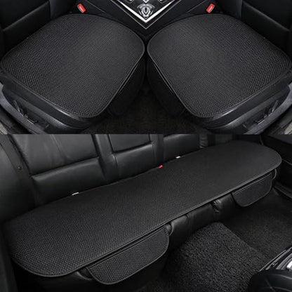 Breathable & Anti-Slip Viscose Filament Car Seat Covers,Ice Silk Non-Slip Car Seat Pad for Summer Breathable and Refreshing (Black,Seat Full Set) - color: Black, size: Seat Full Set