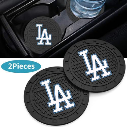 Baseball Fans Car Cup Holder Coasters for LA Dodgers Fans, 2 Pack Dodgers Silicone Non-Slip Cup Mats, 2.75" Car Cup Holder Inserts for Auto Interior - color: Dda166oqi