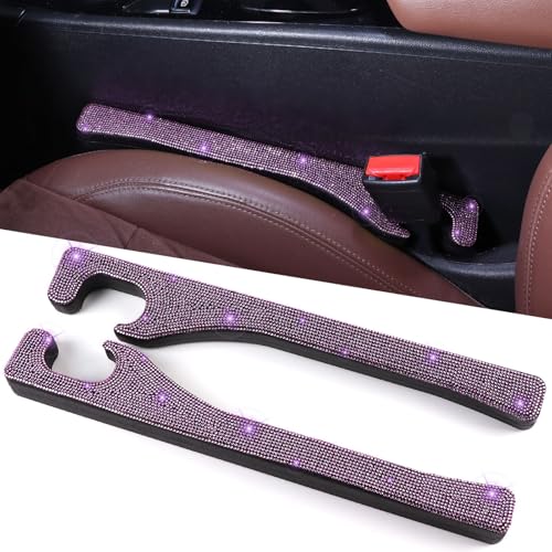 Briwill Purple Car Seat Gap Filler, Set of 2 Handmade Crystal Rhinestone Diamond Purple Gap Filler for Car SUV Truck Purple Bling Car Accessories for Women(Purple) - color: M-Purple