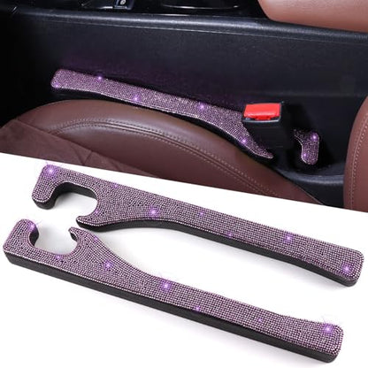 Briwill Purple Car Seat Gap Filler, Set of 2 Handmade Crystal Rhinestone Diamond Purple Gap Filler for Car SUV Truck Purple Bling Car Accessories for Women(Purple) - color: M-Purple