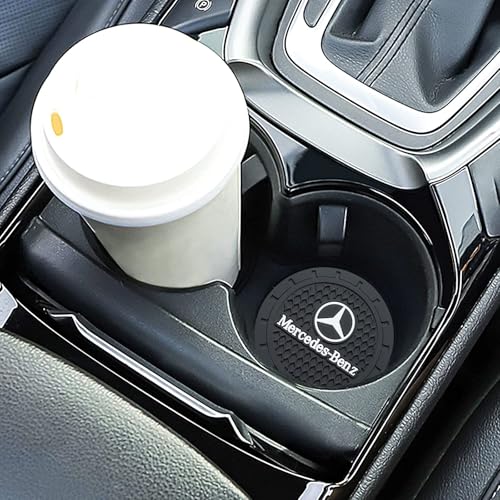 Car Cup Holder Coaster for Mercedes Benz Recessed Silicone Cupholder Coaster Interior Accessories 2.75in 2Pack Black - color: Black-08