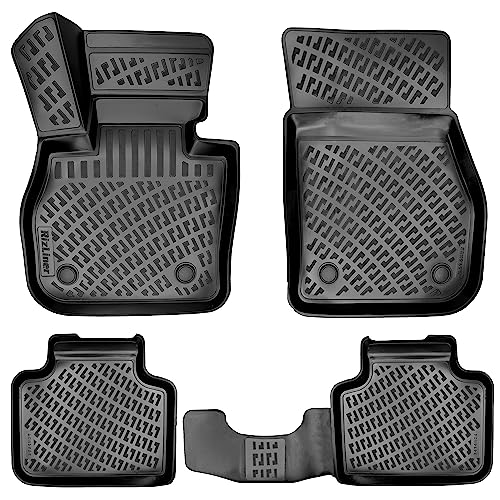 RizLiner BMW X1 2016-2022 & X2 2018-2023 Floor Mats 3D Custom Fit Compatible with BMW X1 & X2 Rubber Car Mats Laser Measured 1st & 2nd Row Floor Liners All Weather TPE (Front & Rear, Black) - size: X1 2016 - 2022 / X2 2018 - 2023