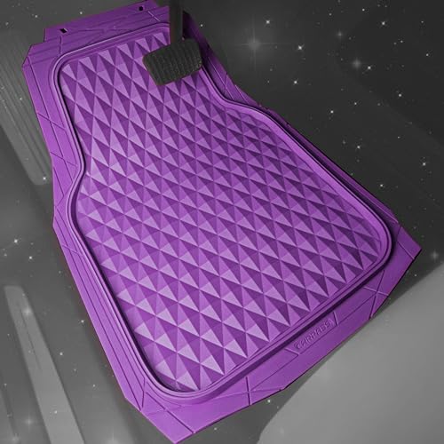 CAR PASS Heavy Duty Rubber Purple Car Floor Mats & Cargo Liners, Deep Dish All-Weather Trunk Mats Durable Anti-Slip 3D Rhombus Waterproof Trim to Fit Liner Universal Fit Auto,Sedan,SUV,Truck, Purple - color: purple with cargo liner