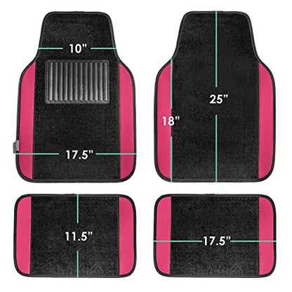 FH Group Automotive Floor Mats – Universal Fit Premium Carpet Car Mats with Driver Heel Pad, Full Set for Cars, SUVs & Trucks - Pink - color: Pink