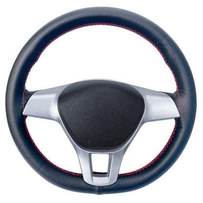 Carodi Leather Steering Wheel Cover, Breathable Non-Slip Design, Soft and Comfortable Feeling, Universal 15 Inch Auto Car Steering Wheel Stitch on Wrap（Size M, Black with red line） - color: Black with red line, size: M