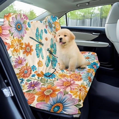 Boho Dragonfly Print Waterproof Towel Back Seat Cover for Car Truck Van SUV, Durable Rear Bench Seat Cover for Kids Dogs, Seat Back Protector, Easy to Install - color: Boho Dragonfly