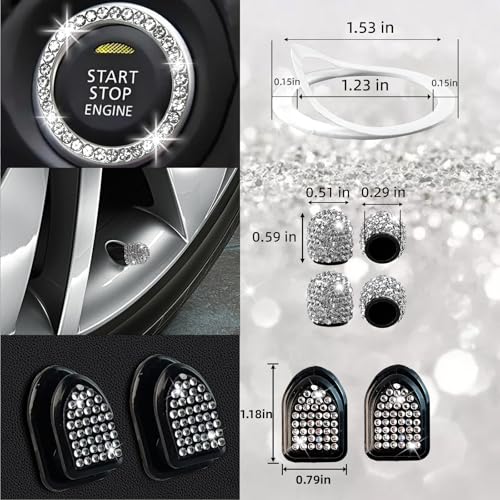NBTEPEM 27 PCs Bling Car Accessories Set for Women, Steering Wheel Covers Universal Fit 15 Inch, Bling License Plate Frame, Bling Phone Holder, Bling Car Coasters (Silver Diamond) - color: Silver Diamond