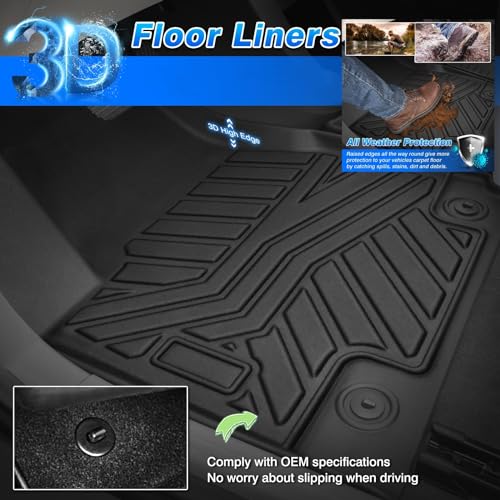 Cartist Floor Mats Fit for Rivian R1T 2022 2023 2024 2025 Accessories All Weather R1T Floor Mat Liner Carpet Protection TPE Heavy Duty (Not Fit for R1S) - size: 4)Rivian R1T【2022-2025】