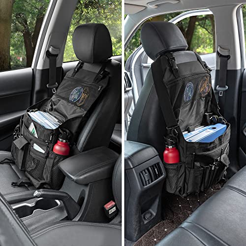 Trunab Patrol Bag, Car Front Seat Organizer, Police Duty Bag for Law Enforcement with 15.6” Laptop Sleeve, Molle Webbing, Multiple Compartment, Removable Straps, Black