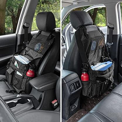 Trunab Patrol Bag, Car Front Seat Organizer, Police Duty Bag for Law Enforcement with 15.6” Laptop Sleeve, Molle Webbing, Multiple Compartment, Removable Straps, Black