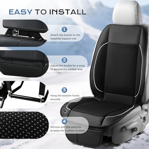 Coverado Cooling Car Seat Cushion, Universal Front Seat Cover 12V-24V Ventilated 3D Mesh Breathable Pad with 3 Speed Mode Dual Fan for Cars SUV Heatwave Driving Black&White - color: 2 Fans Black&White