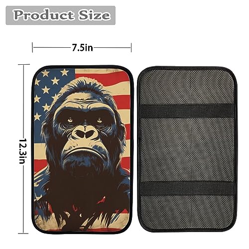 Car Center Console Pad, Universal Waterproof Car Armrest Seat Box Cover, Car Interior Accessories for Most Vehicle SUV Truck Vintage American Flag Gorilla Car Armrest Pad - color: vintage american flag gorilla