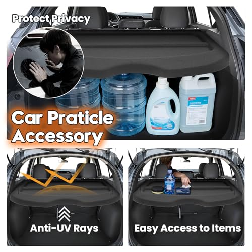 Powerty Cargo Cover for 2018-2024 Nissan Kicks Trunk Cover Cargo Cover Board Trunk Security Shield Shade for 2018-2024 Kicks Accessories - size: 3) Nissan Kicks | 2018-2024
