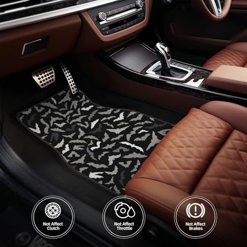 4 Pcs Waterproof Car Floor Mats - Anti-Slip Car Mats Full Set Gray Flying Bats Halloween Universal Fit Car Carpet, Car Accessories Interior for Car, Truck, SUV