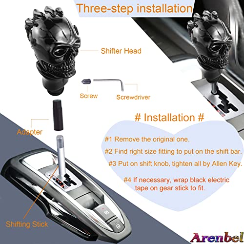 Car Shift Knob Skull Shifter Knobs Skeleton Handle Car Racing Gear Lever Stick Fit Most Manual Automatic Vehicles Trucks, Black - color: Black