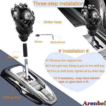 Car Shift Knob Skull Shifter Knobs Skeleton Handle Car Racing Gear Lever Stick Fit Most Manual Automatic Vehicles Trucks, Black - color: Black