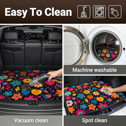 Car Trunk Mat - Universal Size 29" x 39", Floral Pattern Cargo Liner, Car Accessory for SUVs/Sedan/Wagons, Durable Protective Mat, Trunk Liner for Families/Travel Enthusiasts (flowers-10) - style: flowers-10