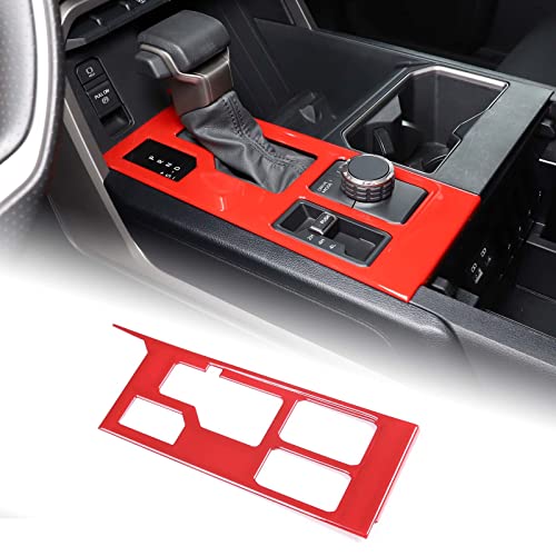 Aunginsy Central Control Gear Shift Panel Trim Cover Compatible with Toyota Tundra/Sequoia 2022-2026, Car Gear Shifter Console Anti-Scratch Panel Frame Decorative Sticker Protection ABS Accessories - color: Red, size: With 4WD
