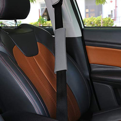 X AUTOHAUX 4pcs Universal Gray Car Safety Seat Belt Pads Cover with Soft Polyester Fiber Auto Seatbelt Shoulder Pad for More Comfortable Driving - color: Gray