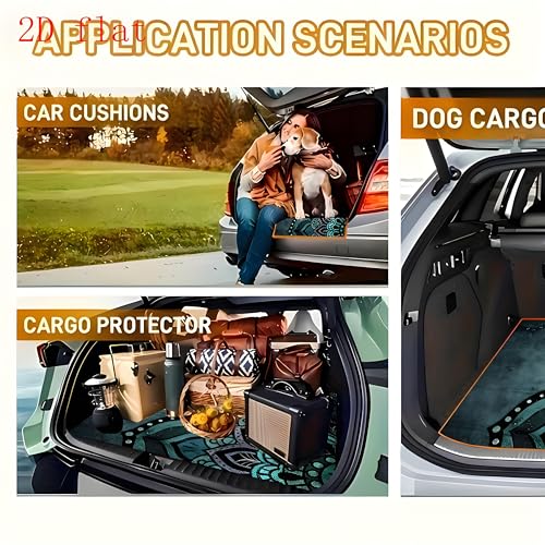 Universal Car Trunk Mat, All Weather Trunk Protection Cargo Liner, Stylish Vehicle Interior Accessories, Durable Cargo Mat Rear Trunk Line Suitable for Most Car (Blue-Green Mandala, 29" x 39") - color: Blue-Green Mandala