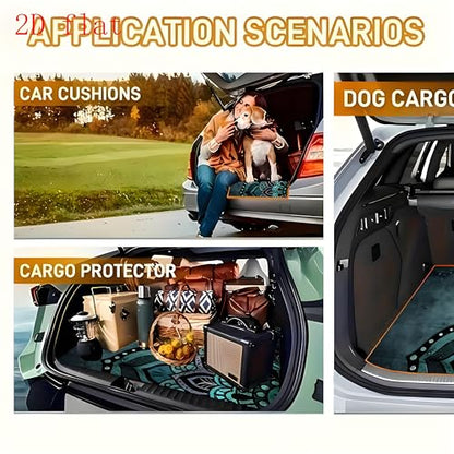 Universal Car Trunk Mat, All Weather Trunk Protection Cargo Liner, Stylish Vehicle Interior Accessories, Durable Cargo Mat Rear Trunk Line Suitable for Most Car (Blue-Green Mandala, 29" x 39") - color: Blue-Green Mandala