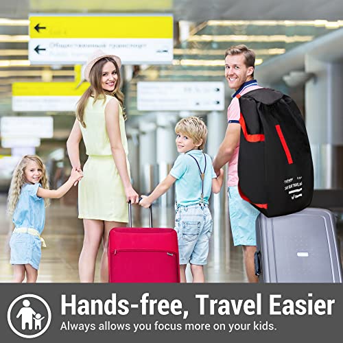 Car Seat Travel Bag Backpack for Air Travel - Karfast Universal Infant Carseat Gate Check Bag Cover for Airplane, Foldable with Pouch, Black - color: Black