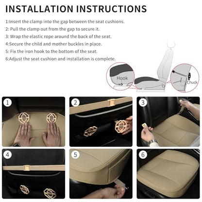 Luxury PU Leather Car Seat Cover Protector Front Car Seat Cover Seat Bottom Cover Single Seat Cover-Compatible with 90% Vehicles (Width 20.8× Deep21 × Thick 0.2 inch) (Beige) - color: Beige