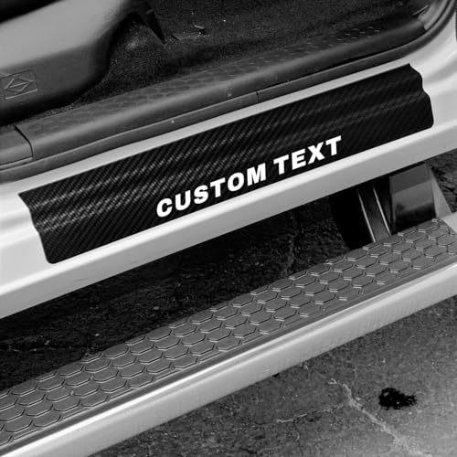4 Pcs Custom Text Carbon Fiber Car Door Sill Scuff Plate Auto Door Entry Guard Scratch Shield for GMC Sierra 2500HD Chevrolet Silverado 2500HD Auto Accessories (Custom Text, 2500HD) - color: Custom Text, size: 2500HD