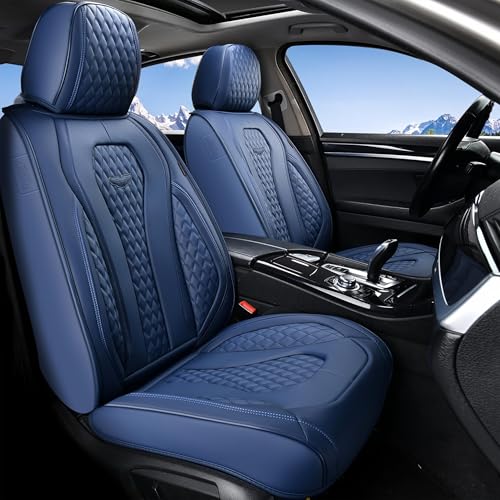 Coverado Seat Covers, Car Seat Covers Front Seats, Blue Car Seat Cover, Waterproof Car Seat Covers, Car Seat Cushion, Front Car Seat Covers Leatherette Car Seat Protector Universal Fit Most Cars - color: Blue, size: FrontPair