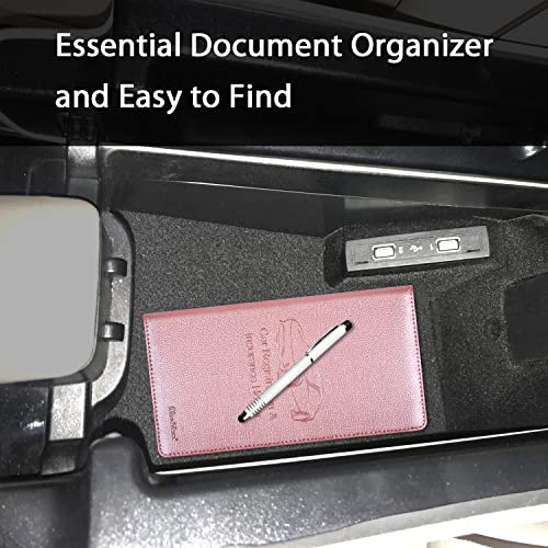 Car Insurance and Registration Holder, 9.5 x 5 Inch PU Leather Vehicle Glove Box Organizer Wallet Case for Insurance Card, Driver License, Paperwork - Rose Gold - color: RoseGold