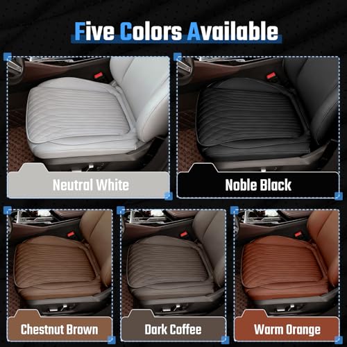 Universal Car Seat Cushion, Nappa Leather Ventilation Hole Breatheable Design for Driver Passenger, All-Season Anti-Slip Bottom Seat Cover,19.49in x 21.26in (1 Pieces/Coffee)