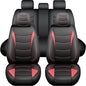 Car Seat Covers Full Set (5 Seats) Premium Nappa Leather Airbag Compatible & Pet Friendly for Sedans SUVs Trucks Heavy Duty Interior Protector for Off Road and Daily Commute Black Red
