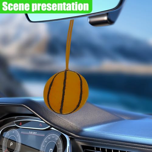 Basketball Car Rear View Mirror Charm, Felt Handmade Auto Interior Hanging Ornament Accessories, Cute Ball Vehicle Mirror Decorative Pendant Present for Women Man (Basketball) - size: Basketball