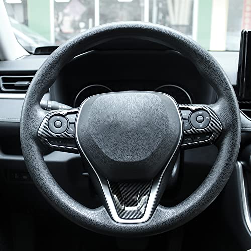 Toyota RAV4 ABS Carbon Fiber Grain Steering Wheel Button Sequins Cover Trim Compatible with Toyota RAV4 2023 2022 2021 2020 2019 Interior Protective Accessories（3pcs） - color: Steering Wheel Button Cover