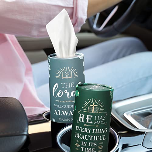 8 Pcs Car Tissue Holder Christian Verses Cylinder Boxes with Facial Tissue Bulk Religious Disposable Round Bible Napkins for Women Teacher Prayer Nurse Mother's Day Holiday Supplies Gifts