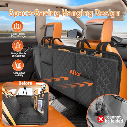 Dog Bone PU Leather Rear Extender, 280LBS Waterproof Pet Hammock, Foldable Dog Car Seat Cover for SUV Sedan
