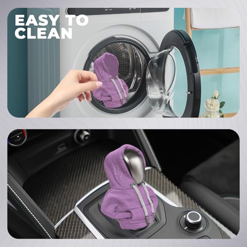 Gear Shift Hoodie, Gear Shift Cover, Fashionable Hoodie Automotive Gear Shift Knob Protector, Car Accessories Mini Sweater Gear Shift Knob Cover for Car Gear Shift Levers (Purple)