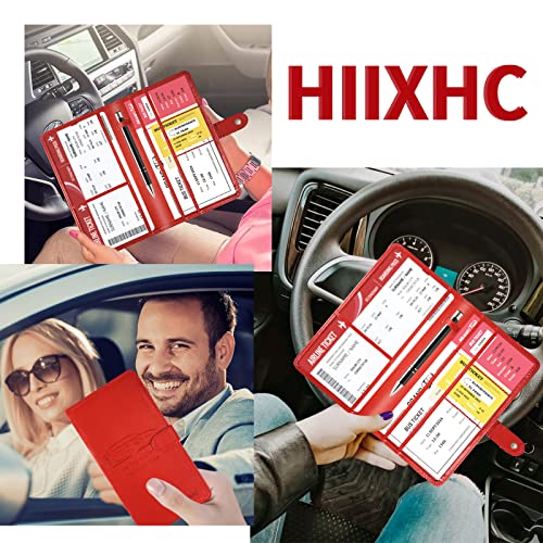 Car Registration and Insurance Card Holder with Magnetic Closure, Leather Vehicle Glove Box Automobile Documents Paperwork Wallet Case Organizer for ID, Driver's License, Key Contact Information Cards