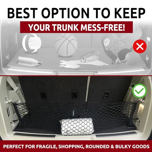 Envelope Style Automotive Elastic Trunk Mesh Cargo Net for Lincoln Navigator 2018-2026 - Premium Trunk Organizer and Storage - Luggage Net for SUV- Best Car Organizer for Ford Expedition