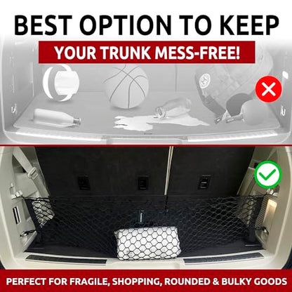 Envelope Style Automotive Elastic Trunk Mesh Cargo Net for Lincoln Navigator 2018-2026 - Premium Trunk Organizer and Storage - Luggage Net for SUV- Best Car Organizer for Ford Expedition