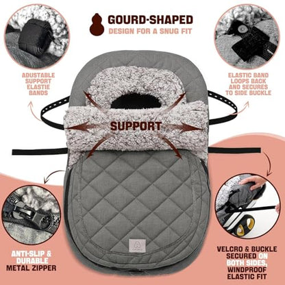 ACRABROS Car Seat Cover Baby: Winter Infant Carseat Canopy for Boy Girl Newborn, Zipper Peeping Window, Warm Cozy Cold Weather Waterproof Fitted, Heather Grey - color: Heather Grey