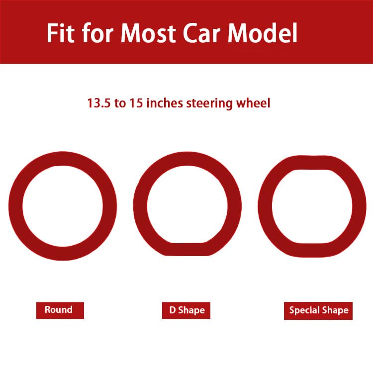 Universal Steering Wheel Cover：13.5 to 15 Inches Stretchable Silicone Anti Skid Steering Wheel Protector Fit for Most Car Models Including Round D Shape or Special Shape (Red) - color: Red