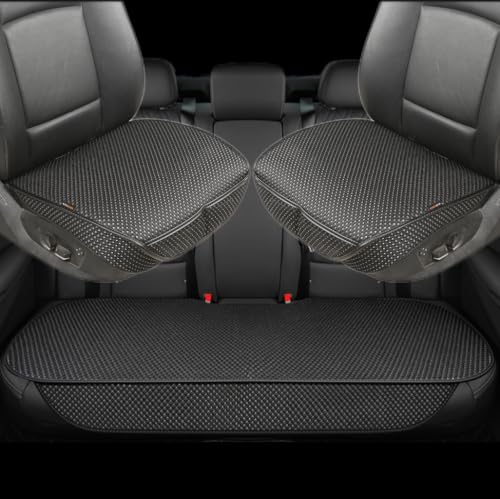 Breathable Universal Four Seasons Car Seat Covers, Luxury Include Front Car Seat Protector and RearCar Seat Cushion,Compatible with 95% Vehicles Fit for Cars Truck SUV (Black,3PCS) - color: Black-3PCS